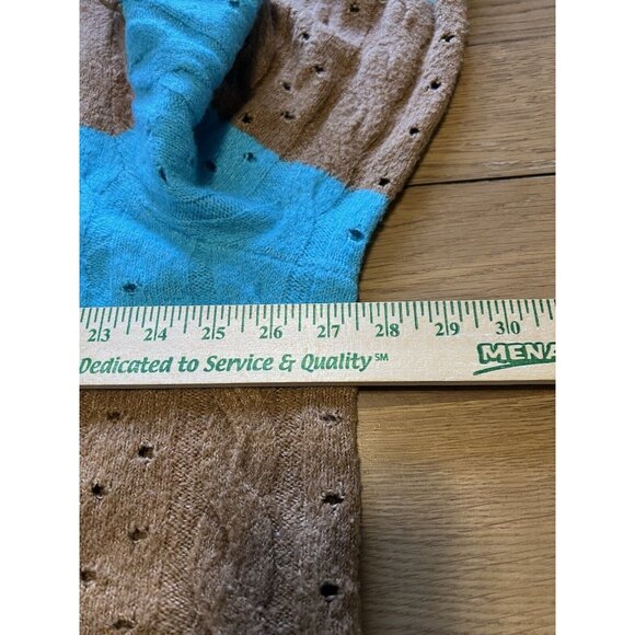 Torrid Plus Vegan Cashmere Teal Pointelle Pullover Henley Rainbow Patch Measured - Picture 5 of 13